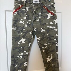 Etienne Marcel Camouflage Ankle Jeans with Red Accents